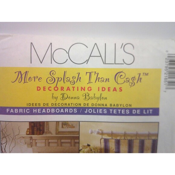 McCall's Pattern 2165 Fabric Headboard More Splash Than Cash Donna Babylon Uncut - Picture 2 of 4